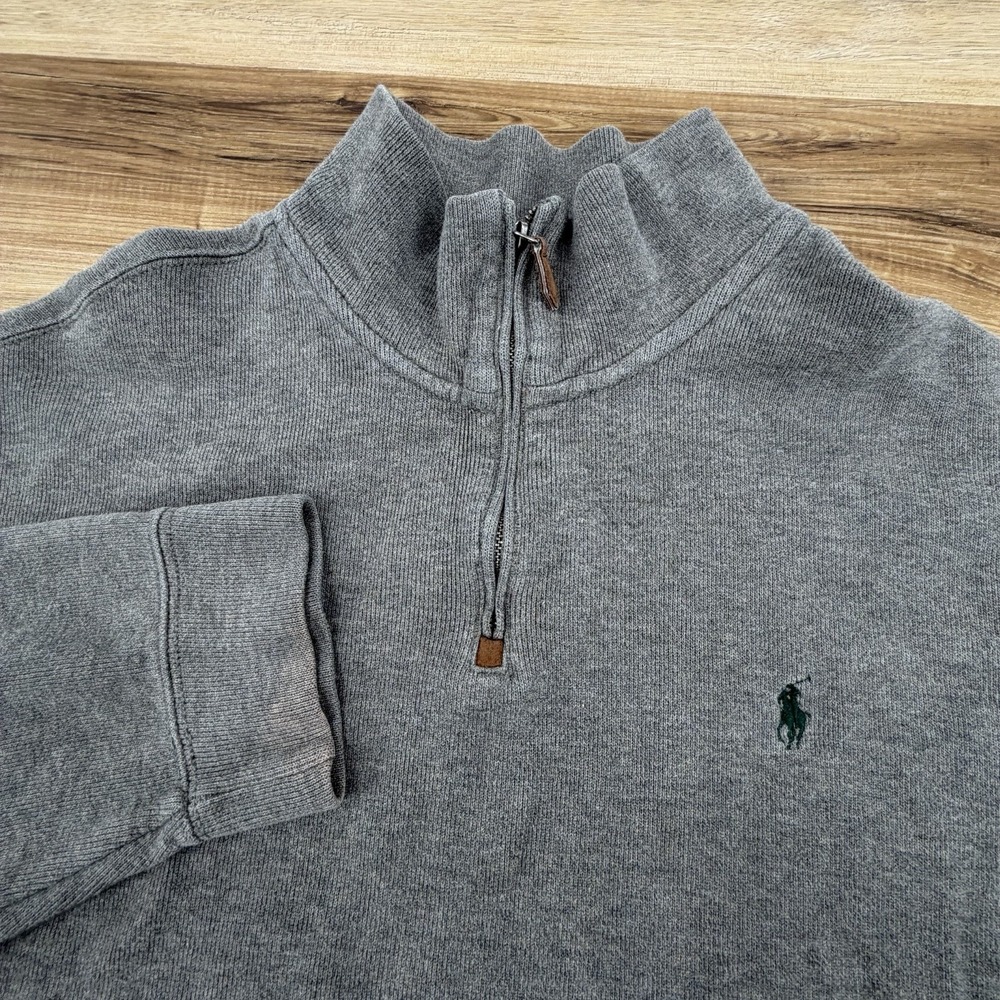 Polo Ralph Lauren 2XL 1/4 Zip Sweatshirt Pullover Gray Vintage Long Sleeve